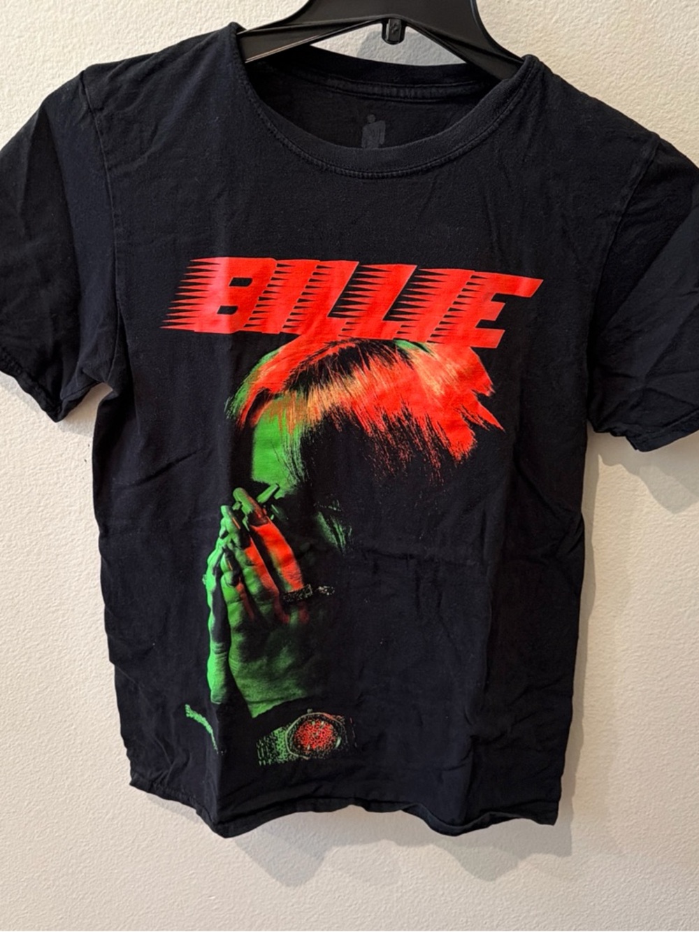 Billie Eilish Black Graphic Tee with Red & Green Print